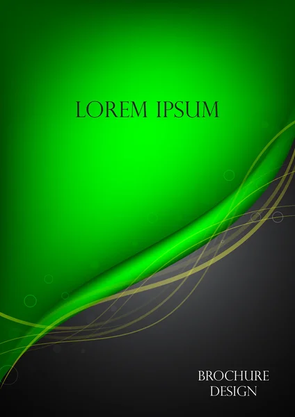 Folheto preto e verde modelo folheto design fundo e curva elemento verde e espaço para adicionar imagem e adicionar texto para sua obra de arte em tamanho de papel A4 — Vetor de Stock