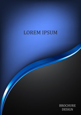 Black and blue brochure template flyer design background and curve blue element and space for add picture and add text for your artwork in A4 paper size
