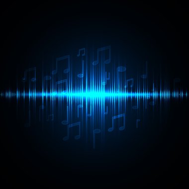 Ses dalgaları salınan ışık kızdırma. Soyut teknoloji backgrou