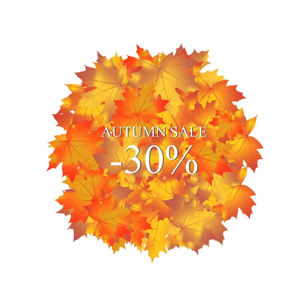 オレンジ色の紅葉で秋販売-30% 割引ベクトル バナー. — ストックベクタ