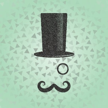 Dotwork eski moda beyefendi. Vektör çizim.