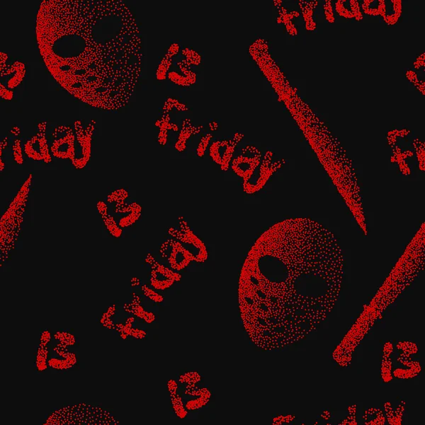 Friday the 13th seamless pattern. Vector Dotwork — Stock Vector