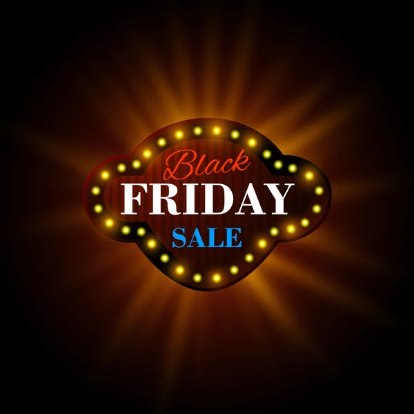 Black Friday retro light frame. Vector illustration — Stock Vector
