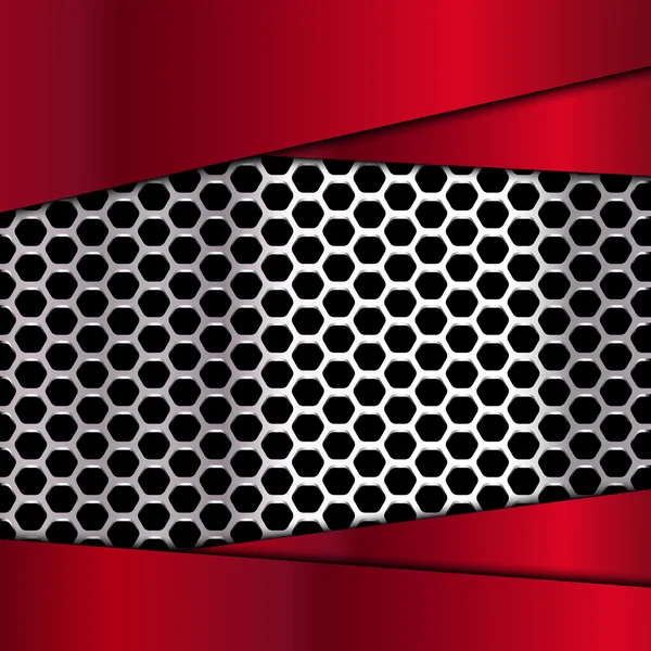 Motif géométrique des hexagones avec plaques métalliques rouges — Image vectorielle