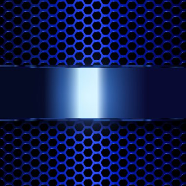 Mavi metalik afiş altıgenler geometrik desen