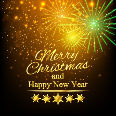 Mutlu Noeller ve mutlu yeni yıl. Tebrik kartı altın arka plan