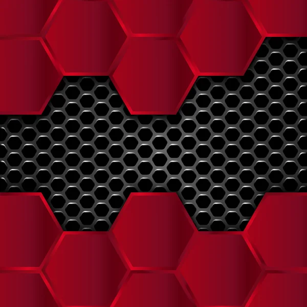 Geometriska mönster av hexagoner med röd plåt. — Stock vektor