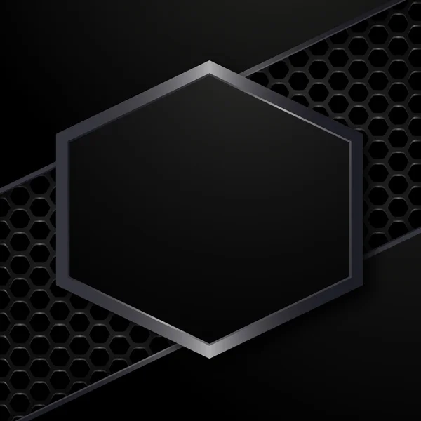 Hi-Tech Metallic Background with hexagonal frame — Stock Vector