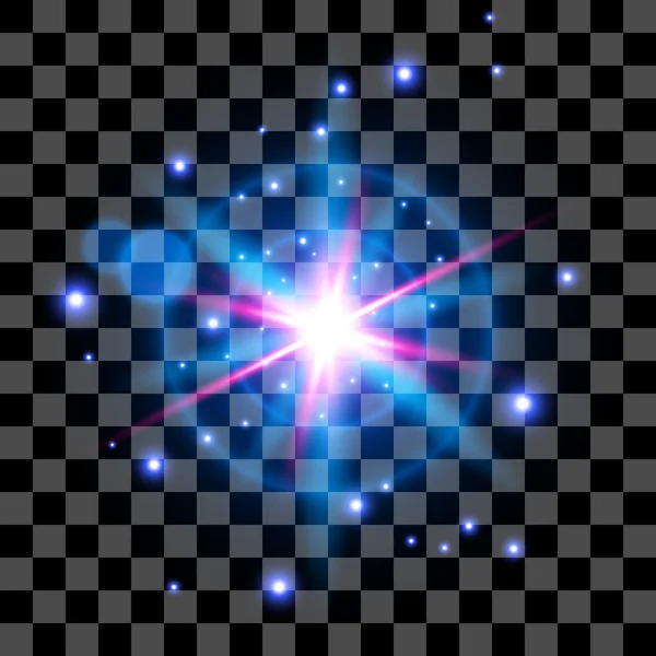 Effet lumineux. Étoile avec scintillements sur fond transparent — Image vectorielle