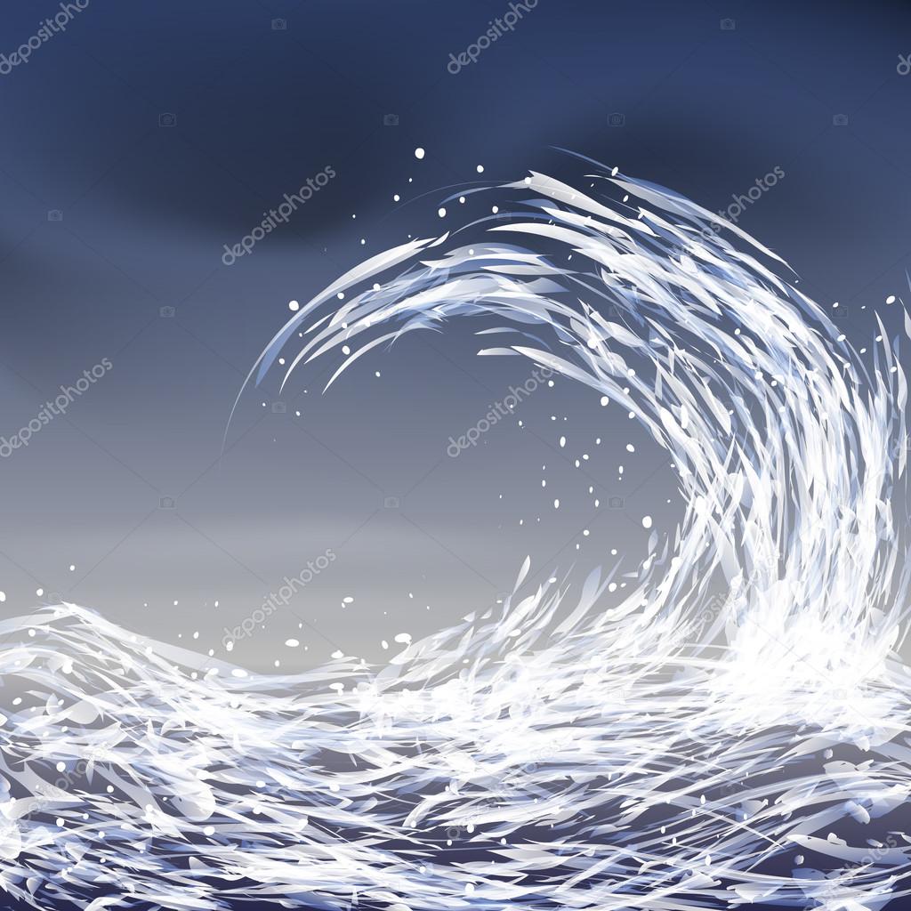 Vector ocean tsunami waves. Abstract illustration