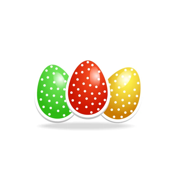 Ilustración realista de tres huevos de Pascua — Vector de stock