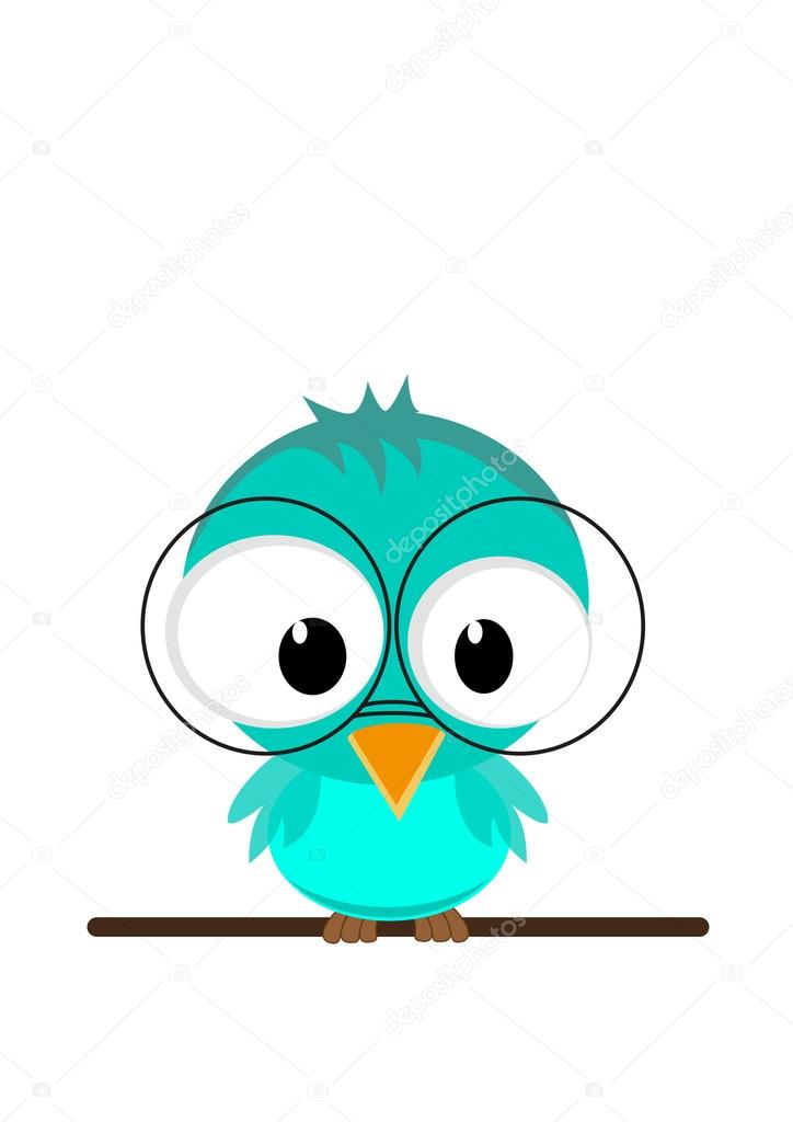 Illustration of a funny owl in glasses sitting on a branch Stock Vector  Image by ©koplesya #73490933