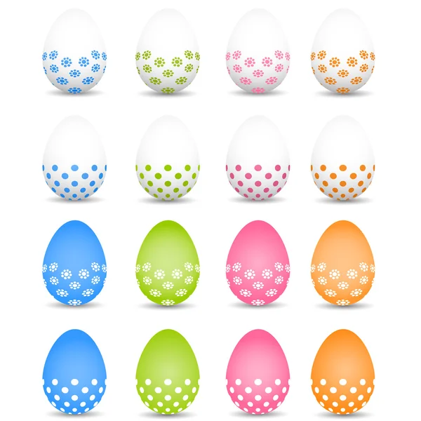 Ensemble d'œufs de Pâques colorés sur fond blanc — Image vectorielle