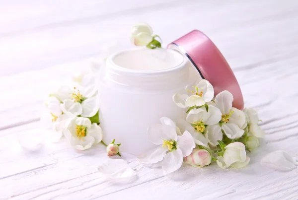 Natural facial cream with apple blossom