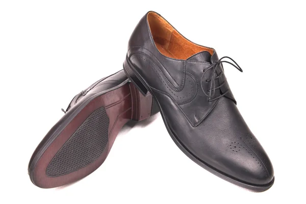 Classic male black leather shoes — Stock Photo, Image