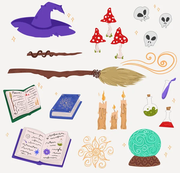 Set Magic Items Witch — Stock Vector