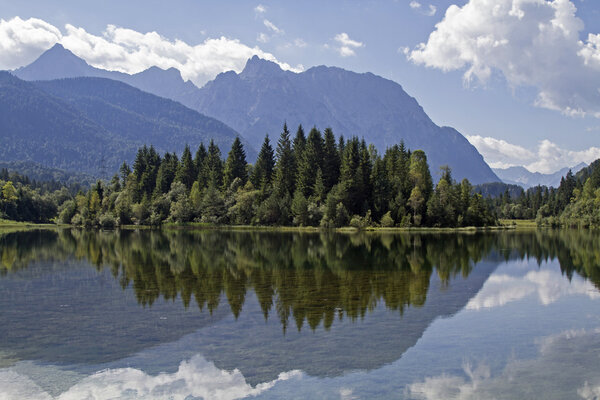 Karwendel mountains with Isar reservoir