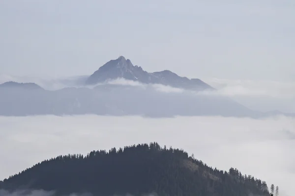 Niebla de otoño en el valle de Leitzach — Foto de Stock