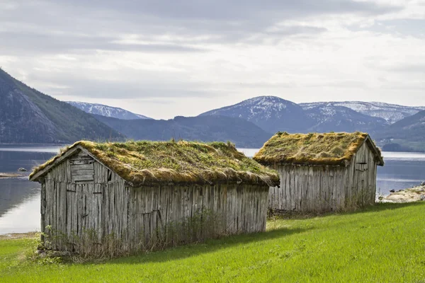 Hay huts at Misvaerfjord — Stock Photo, Image