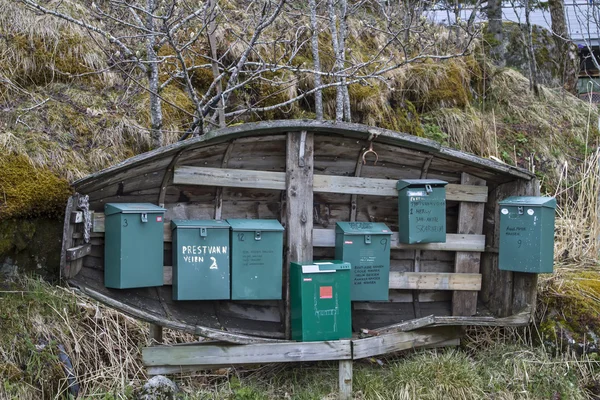 Mailboxes in a boat — Stock Photo, Image