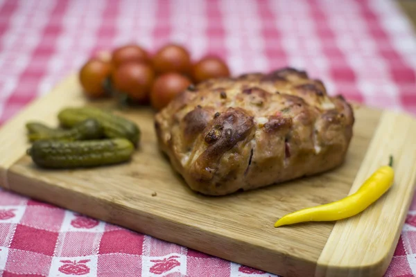 Pizza leberkaese — Stockfoto