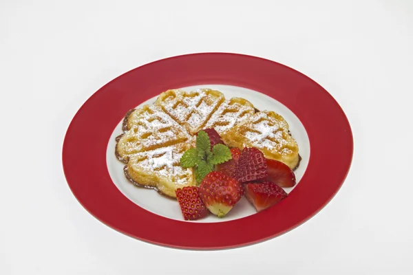 Waffles and strawberries — Stock Photo, Image