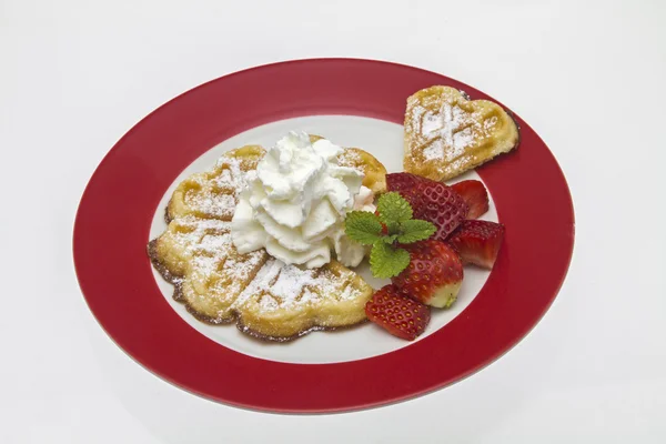 Waffles and strawberries — Stock Photo, Image