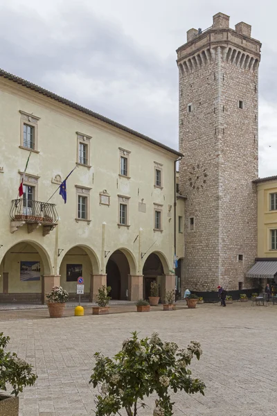 Náměstí Piazza Mazzini v Trevi v Umbrii — Stock fotografie