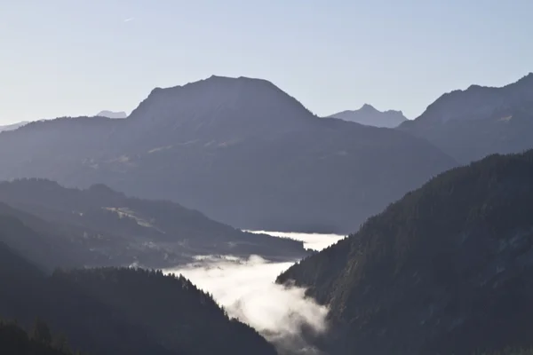 Herbstnebel in den Bergen — Stockfoto