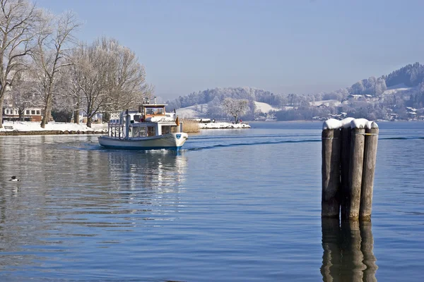 Bollard in lake Tegernsee — Stock Photo, Image