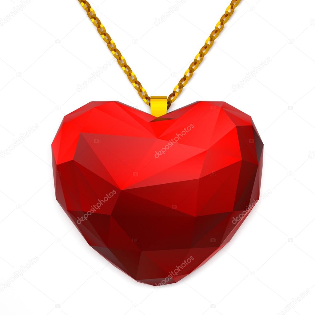 Lowpoly heart on chain