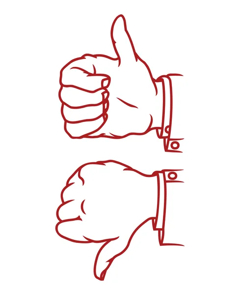 Degetul mare în sus și în jos pictograma gestului — Vector de stoc