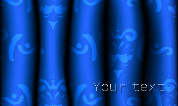 Ρεαλιστικές Μπλε Υφασμάτινες Κουρτίνες Μοτίβο Στις Κουρτίνες Εικονογράφηση Διανύσματος — Διανυσματικό Αρχείο