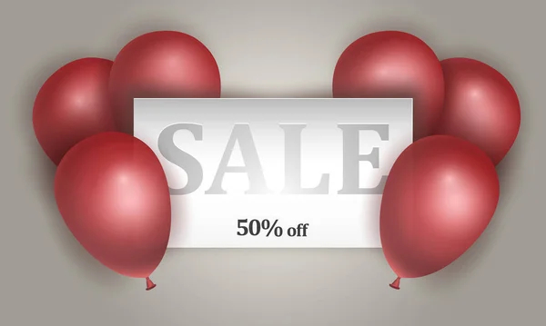 Sale Banner Rote Realistische Luftballons Vorlage Für Vektordesign — Stockvektor