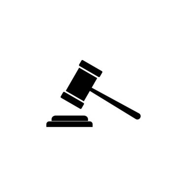Gavel ikon vektörü. Yargıç Tokmak ikon vektörü. Kanun simgesi vektörü. Açık arttırma çekici