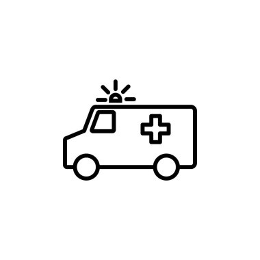 Ambulans simgesi vektörü. Ambulans kamyonu ikon vektörü. Ambulans arabası
