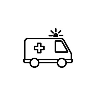 Ambulans simgesi vektörü. Ambulans kamyonu ikon vektörü. Ambulans arabası