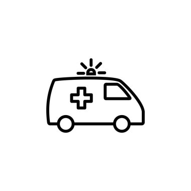 Ambulans simgesi vektörü. Ambulans kamyonu ikon vektörü. Ambulans arabası