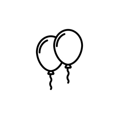 Balon ikon vektörü. Parti balonu süsleme doğum günü vektörü. Balon siyah siluet simgesi