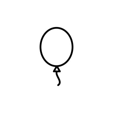 Balon ikon vektörü. Parti balonu süsleme doğum günü vektörü. Balon siyah siluet simgesi