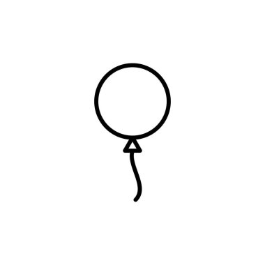 Balon ikon vektörü. Parti balonu süsleme doğum günü vektörü. Balon siyah siluet simgesi