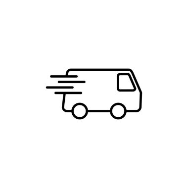 Hızlı nakliye kamyonu ikon vektörü. Teslimat kamyonu ikonu. hızlı dağıtım simgesi
