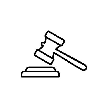 Gavel ikon vektörü. Yargıç Tokmak ikon vektörü. Kanun simgesi vektörü. Açık arttırma çekici