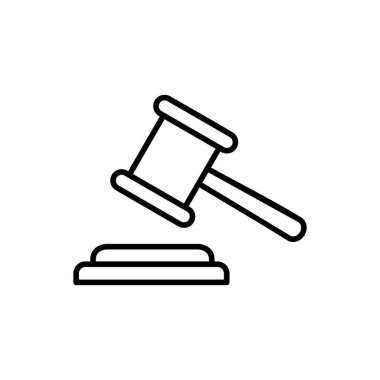 Gavel ikon vektörü. Yargıç Tokmak ikon vektörü. Kanun simgesi vektörü. Açık arttırma çekici