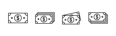 Para ikonu vektörü. Para vektörü simgesi. 