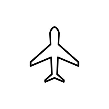 Düzlem simgesi vektörü. Uçak ikonu vektörü. Uçuş taşıma sembolü. Seyahat illüstrasyonu. Tatil sembolü