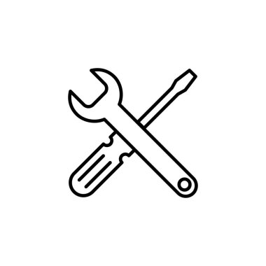Alet ikon vektörünü onar. araç simgesi vektörü. Simge vektörü ayarlanıyor. İngiliz anahtarı ve tornavida. destek, Servis