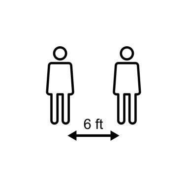 Sosyal uzaklık simgesi vektörü. Sosyal uzaklık simgesi. Kendini karantina işareti