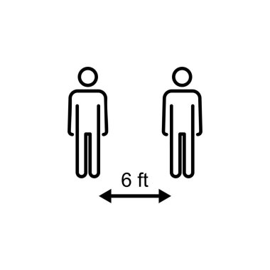 Sosyal uzaklık simgesi vektörü. Sosyal uzaklık simgesi. Kendini karantina işareti