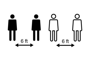 Sosyal uzaklık simgesi ayarlandı. Sosyal uzaklık simgesi. Kendini karantina işareti